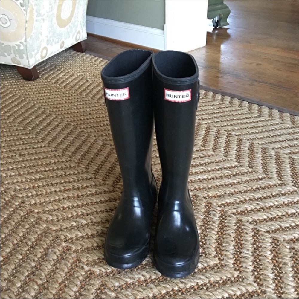 Girls Hunter Black Tall Rainboots